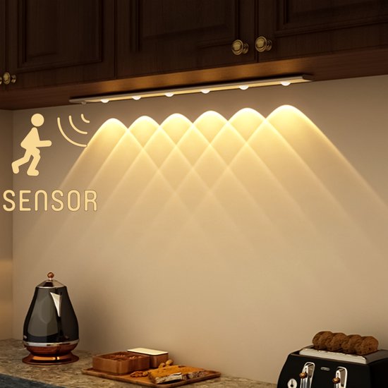Éclairage d'armoire EasyFix LED avec détecteur de mouvement - 6 points lumineux - Rechargeable & Sans fil - 68,5 cm