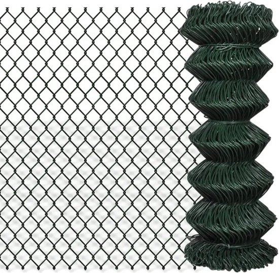 vidaXL Chain Link Fence Steel 3' 3"x49' 2" Green