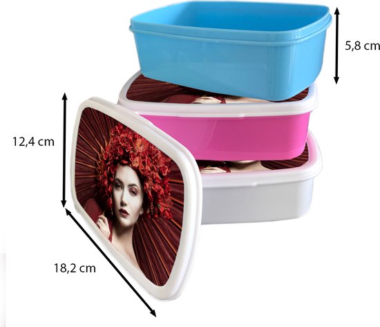 Boîte à pain Wit - Lunch box - Boîte à pain - Femme - Rouge - Portrait - Parapluie - 18x12x6 cm - Adultes
