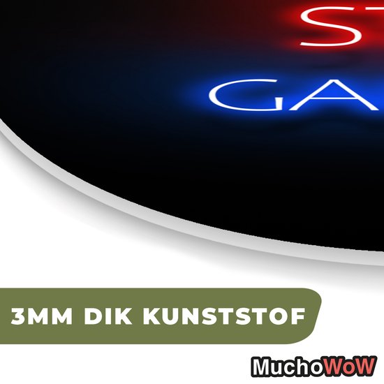 Muurovaal - Wandovaal - Kunststof Wanddecoratie - Ovalen Schilderij - Tekst - Gaming - Non stop gaming - Neon - Zwart - 40x60 cm - Ovale spiegel vorm op kunststof