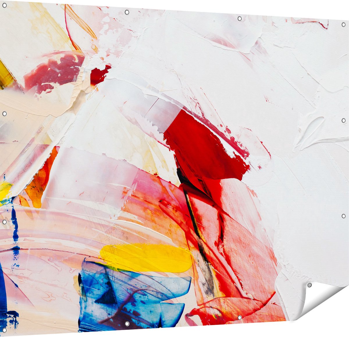 Gards Tuinposter Abstracte Kunst van Verf Kleuren - 150x120 cm - Tuindoek - Tuindecoratie - Wanddecoratie buiten - Tuinschilderij Multikleur