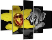Peinture sur verre d'orchidée | Jaune, gris, noir | 100x70cm 5Liège | Tirage photo sur verre |  F003570