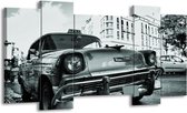 GroepArt - Schilderij - Auto, Oldtimer - Grijs, Groen, Wit - 120x65cm 5Luik - Foto Op Canvas - GroepArt 6000+ Schilderijen 0p Canvas Art Collectie - Wanddecoratie