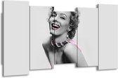 GroepArt - Canvas Schilderij - Marilyn Monroe - Grijs, Paars, Zwart - 150x80cm 5Luik- Groot Collectie Schilderijen Op Canvas En Wanddecoraties