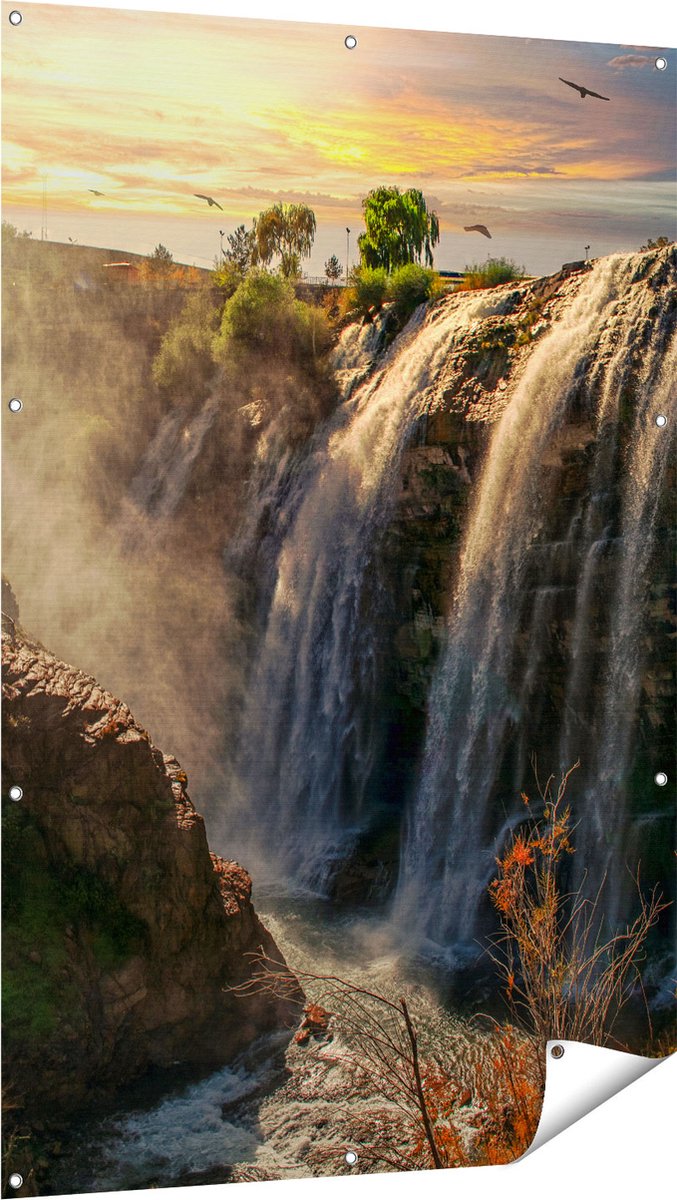 Gards Tuinposter Watervallen vanaf de Kliffen - 100x150 cm - Tuindoek - Tuindecoratie - Wanddecoratie buiten - Tuinschilderij Multikleur