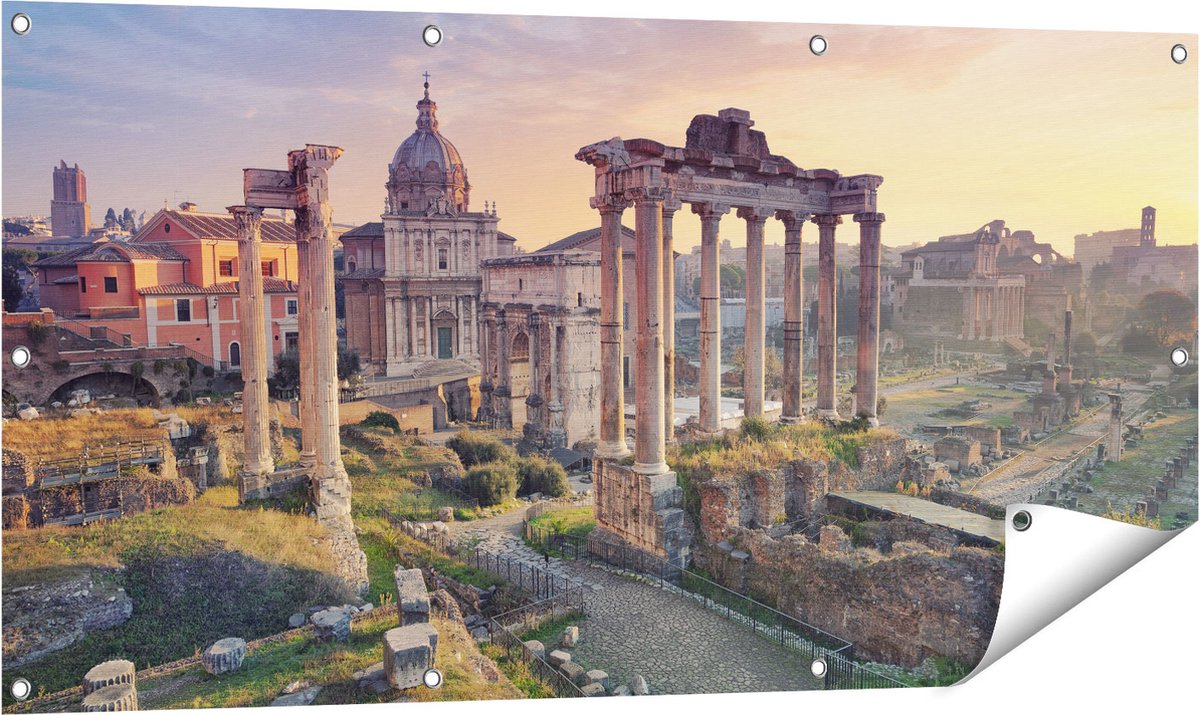 Gards Tuinposter Romeins Architectuur in Rome, Itali� - 120x60 cm - Tuindoek - Tuindecoratie - Wanddecoratie buiten - Tuinschilderij Multikleur
