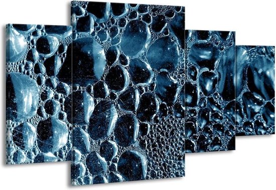 Gouttes de peinture sur toile | Bleu, noir, blanc | 160x90cm 4 Liège