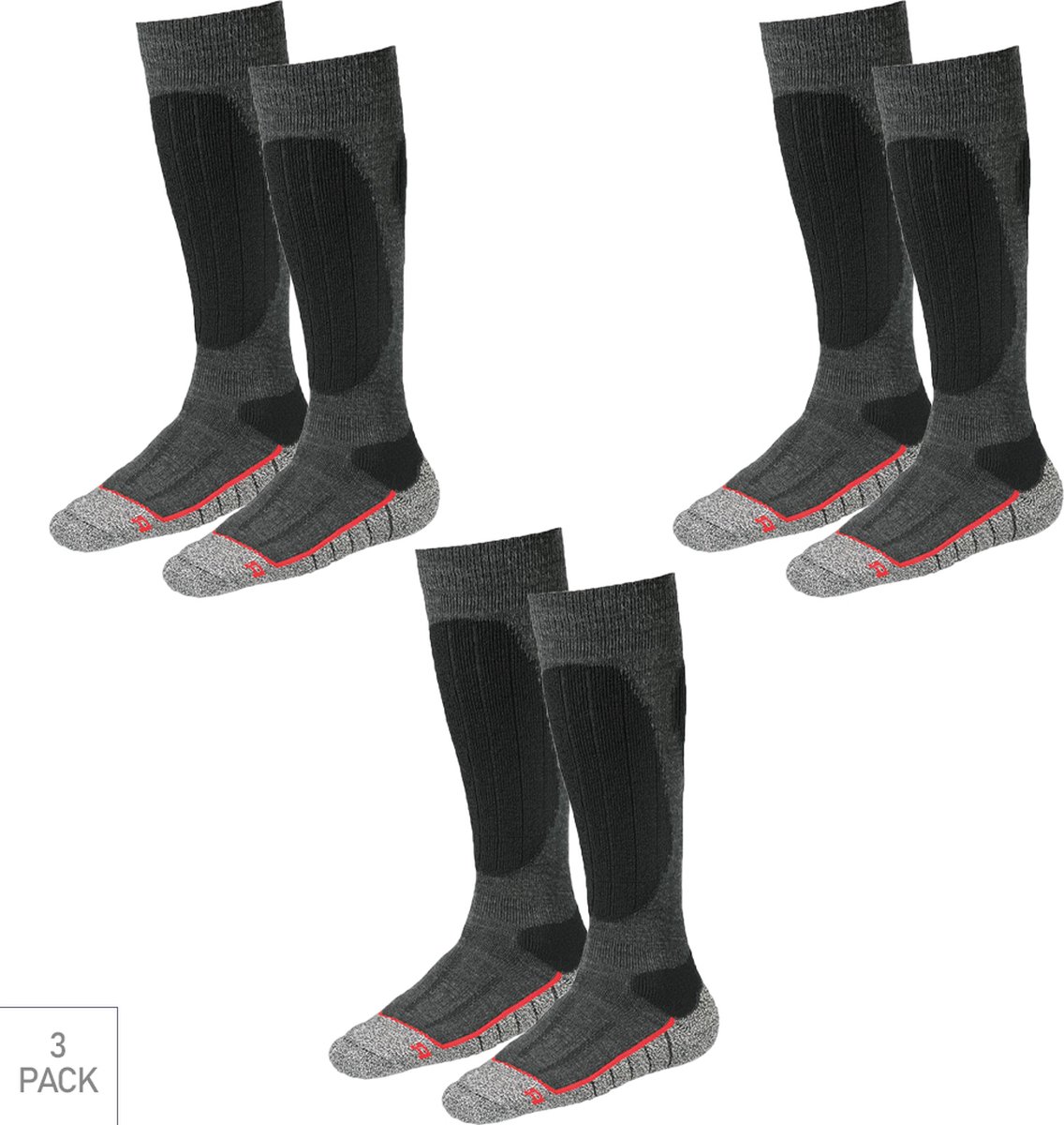 Bata Industrials - 3-Pack - Kniehoge Werksokken - Antistatisch - Antibacterieel - Heren / Dames - antraciet - 47-50 - 133119300
