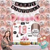Celejoy 18 Jaar Feestpakket - Premium Rose Gouden Volwassen Verjaardag Decoraties met Ballonnen, Slingers & Feestartikelen