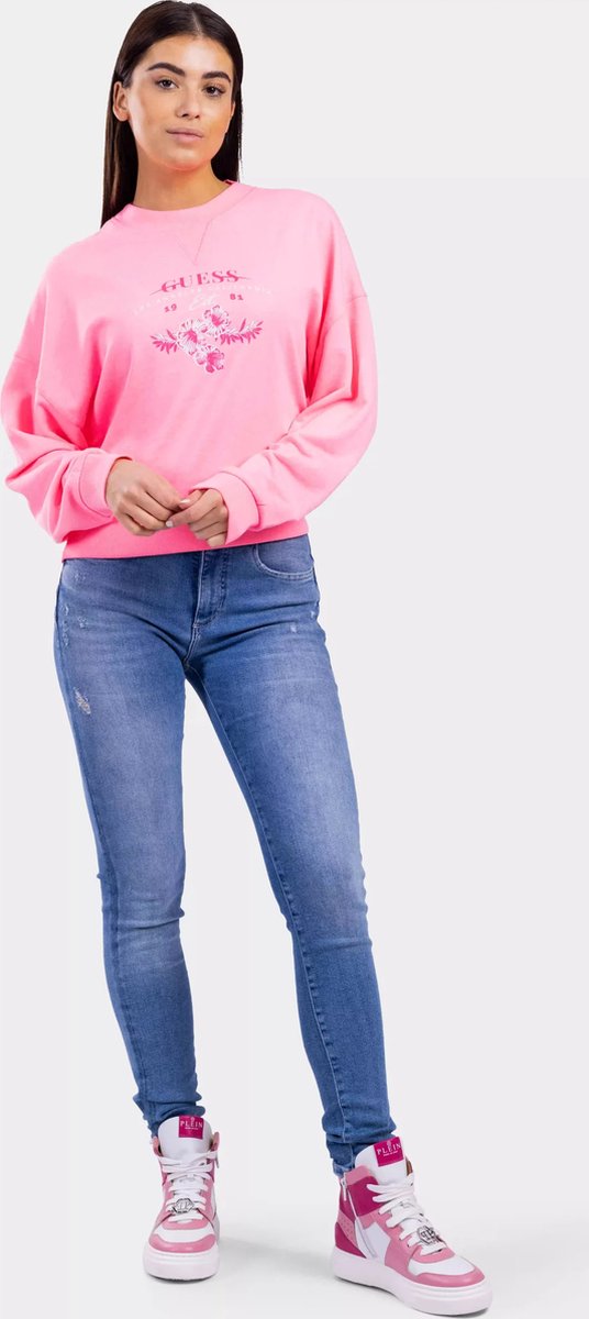 Guess LS CN Neon Sweater Dames Roze Maat L bol