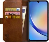 Rosso Element Book Case Wallet Hoesje Geschikt voor Samsung Galaxy A34 | Portemonnee | 3 Pasjes | Magneetsluiting | Stand Functie | Bruin