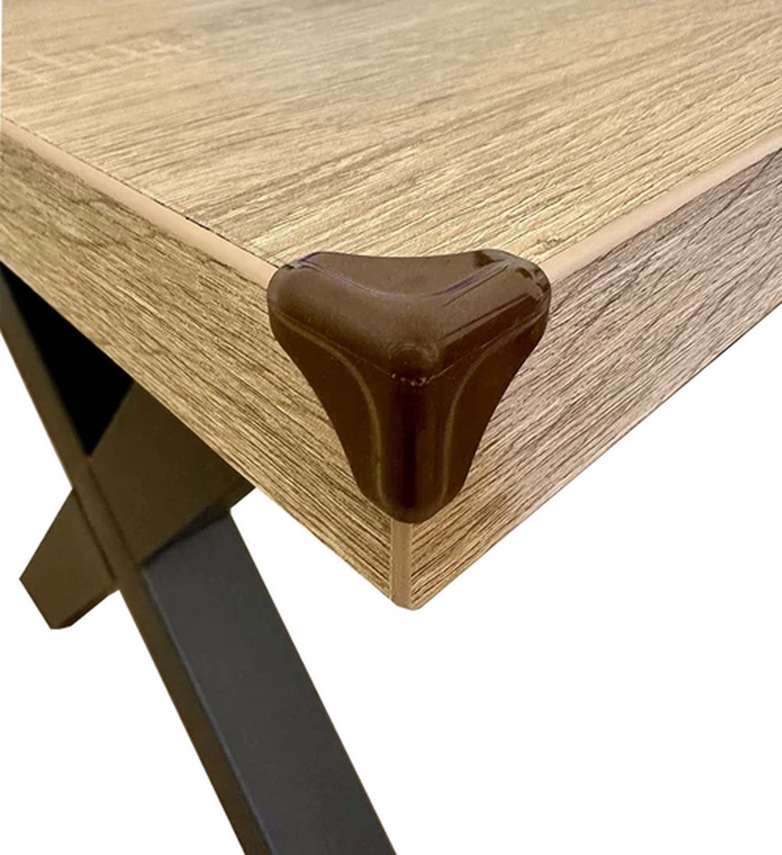 FSW-Products - Hoekbescherming voor Tafelhoek Bruin - 4 Stuks - Hoekbeschermer - Zelfklevend - Deurstoppers - Stootdoppen