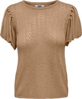 Jacqueline de Yong T-shirt Jdysolis Heart S/s Pullover Knt 15287948 Indian Tan Dames Maat - XS