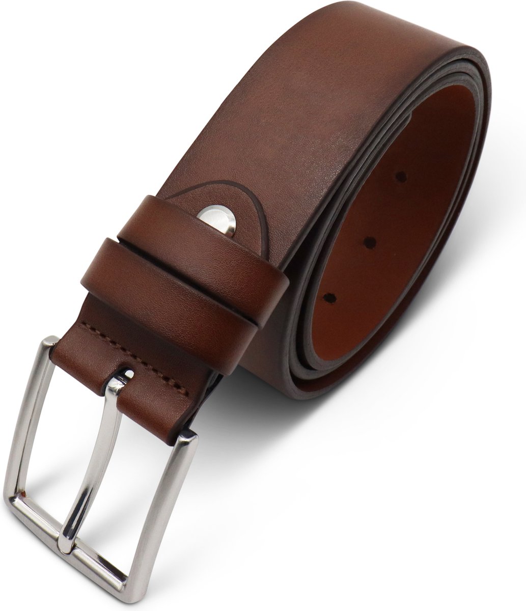 Safekeepers leren riem heren - heren riemen - dames riemen - riem cognac heren-  leren riemen 4 cm breed - licht bruin 115