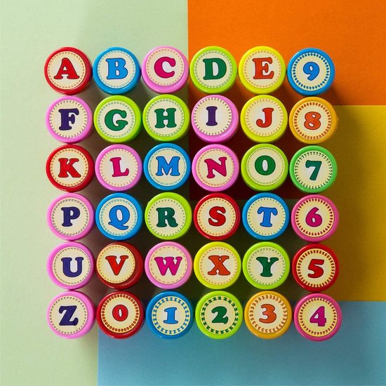 Kesote 36 x Tampons Lettres Chiffres Set de Tampons Enfants Auto-Coloriage  Premier