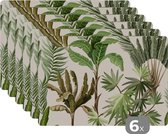 Placemat - Placemats kunststof - Jungle - Palmboom - Bananenplant - Kinderen - Natuur - Planten - 45x30 cm - 6 stuks - Hittebestendig - Anti-Slip - Onderlegger - Afneembaar