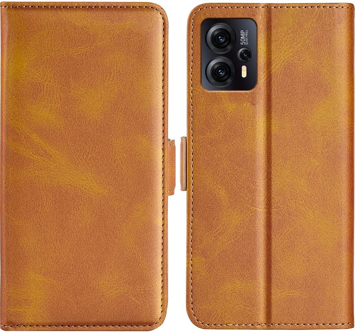 Mobigear Telefoonhoesje geschikt voor Motorola Moto E13 Hoesje | Mobigear Slim Magnet Bookcase Portemonnee | Pasjeshouder voor 3 Pasjes | Telefoonhoesje voor Pinpas / OV Kaart / Rijbewijs - Cognac