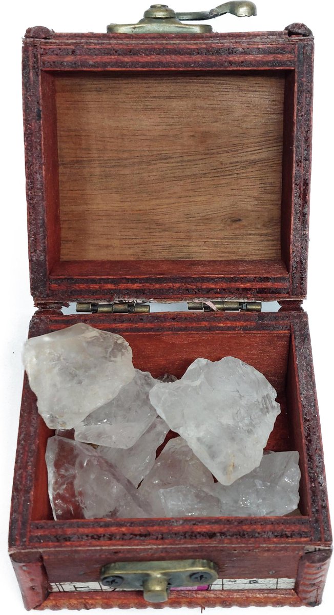Schatkistje Piraat ruwe Bergkristal Edelstenen - schatkist - 1 – 3 cm bergkristal edelstenen - Bergkristal ca. 100 gram