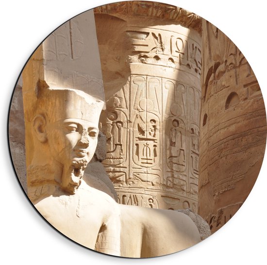 Dibond Muurcirkel - Beelden en Hiëroglieven in Egypte - 40x40 cm Foto op Aluminium Muurcirkel (met ophangsysteem)