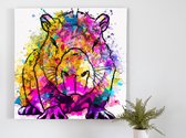 Capybara Color Burst kunst - 80x80 centimeter op Canvas | Foto op Canvas - wanddecoratie