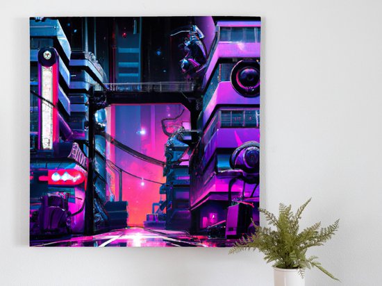 Cyberscape kunst - 40x40 centimeter op Canvas | Foto op Canvas - wanddecoratie