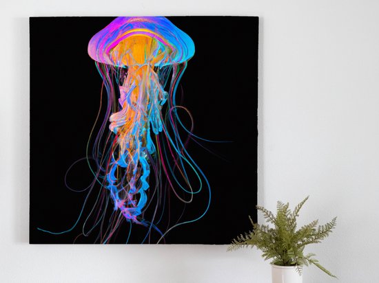 Rainbow Glitter Jellyfish kunst - 30x30 centimeter op Plexiglas | Foto op Plexiglas - wanddecoratie