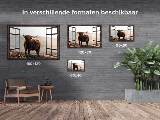 Gards Garden Poster Vue Scottish Highlander dans les collines d'Écosse - 60x40 cm - Toile de jardin - Décoration de jardin - Décoration murale extérieure - Peinture de jardin