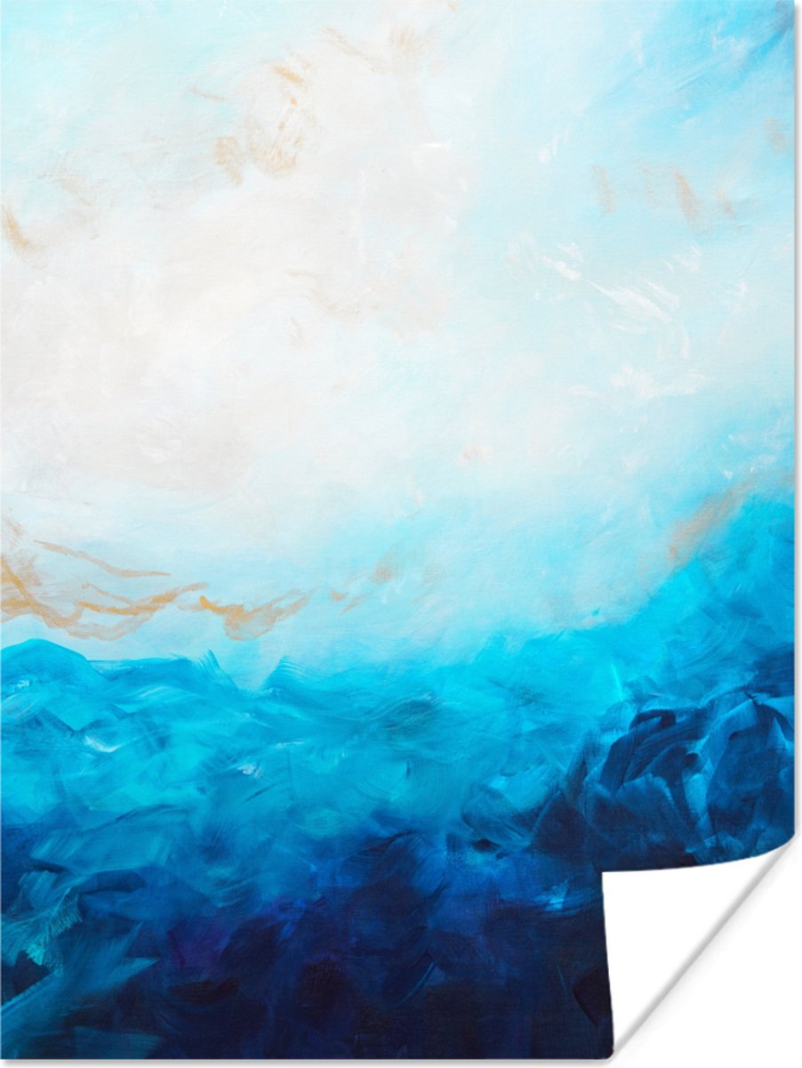 Poster Blauw - Zee - Abstract - Verf - 60x80 cm