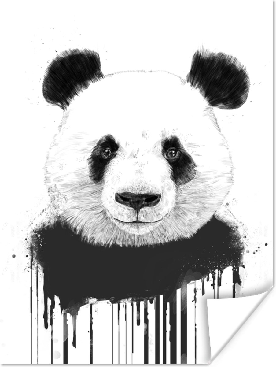 Poster Panda - Druppen - Dieren - Wit - 60x80 cm