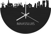 Skyline Klok Maassluis Zwart hout - Ø 40 cm - Stil uurwerk - Wanddecoratie - Meer steden beschikbaar - Woonkamer idee - Woondecoratie - City Art - Steden kunst - Cadeau voor hem - Cadeau voor haar - Jubileum - Trouwerij - Housewarming -