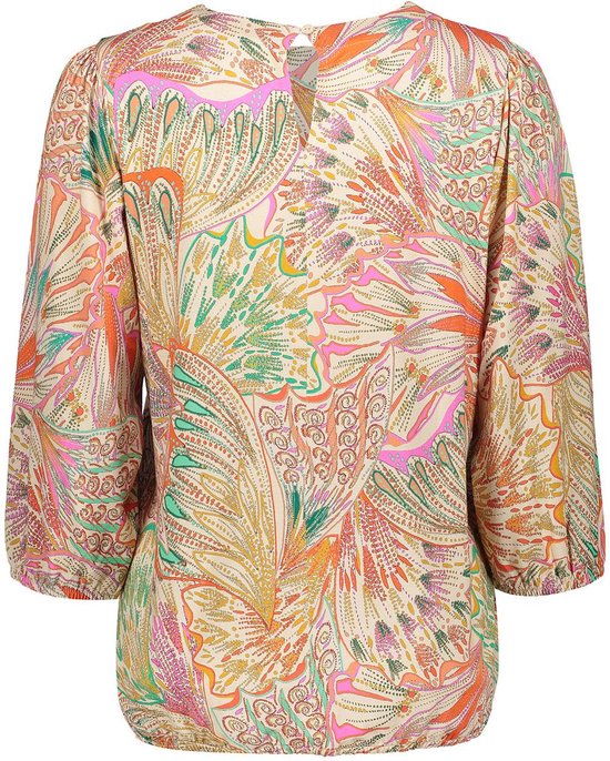 Top in voile lavallièrekraag vlinderprint dames