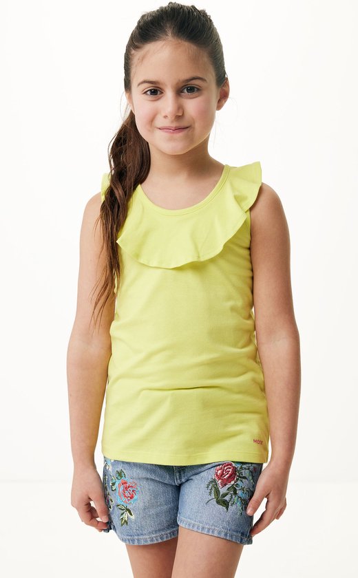 Sleeveless Top With Ruffle Meisjes - Geel - Maat 98-104