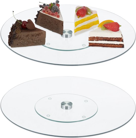 Plateau à gâteau tournant Relaxdays - lot de 2 - Ø 30 cm - plat à gâteau en  verre -... | bol