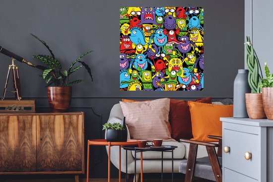 Stickers muraux - Sticker Foil - Motifs - Monster - Drôle - Abstrait - Filles - Garçons - 50x50 cm - Film Adhésif - Stickers muraux Chambre d'Enfant - Papier Peint Auto Adhésif