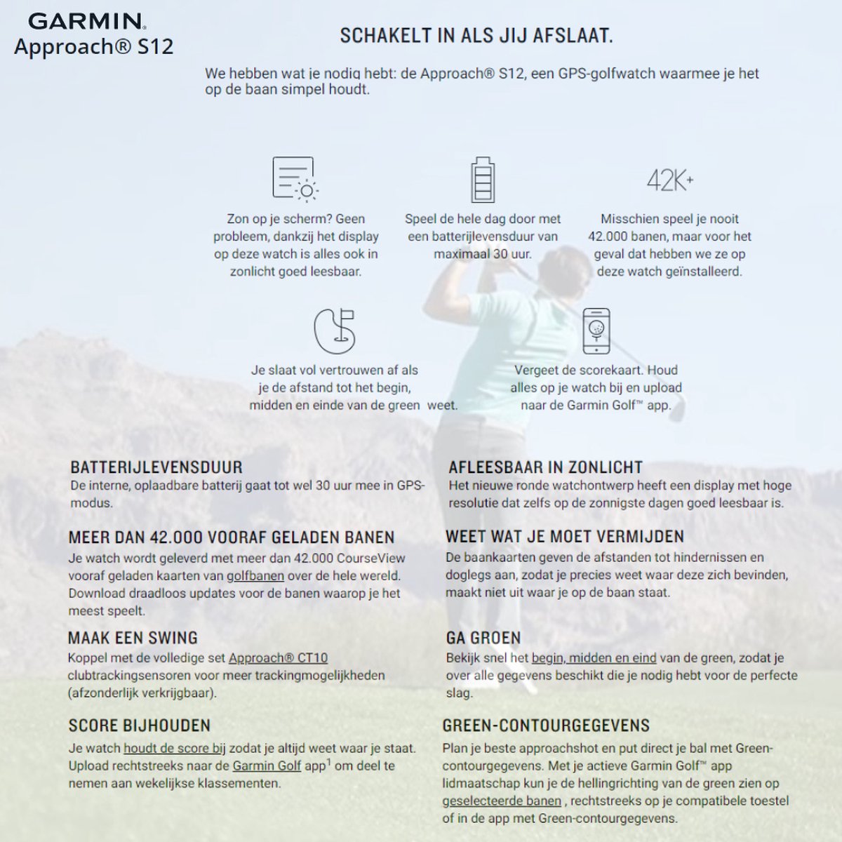 Afbeelding 3 van Garmin Approach S12 Golfhorloge GPS Groen