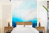 Behang - Fotobehang Verf - Zee - Blauw - Abstract - Goud - Breedte 165 cm x hoogte 220 cm - Behangpapier