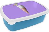 Lunch box Blauw - Lunch box - Boîte à pain - Glace - Vogel - Pélican - Wit - Cornet de glace - 18x12x6 cm - Enfants - Garçon
