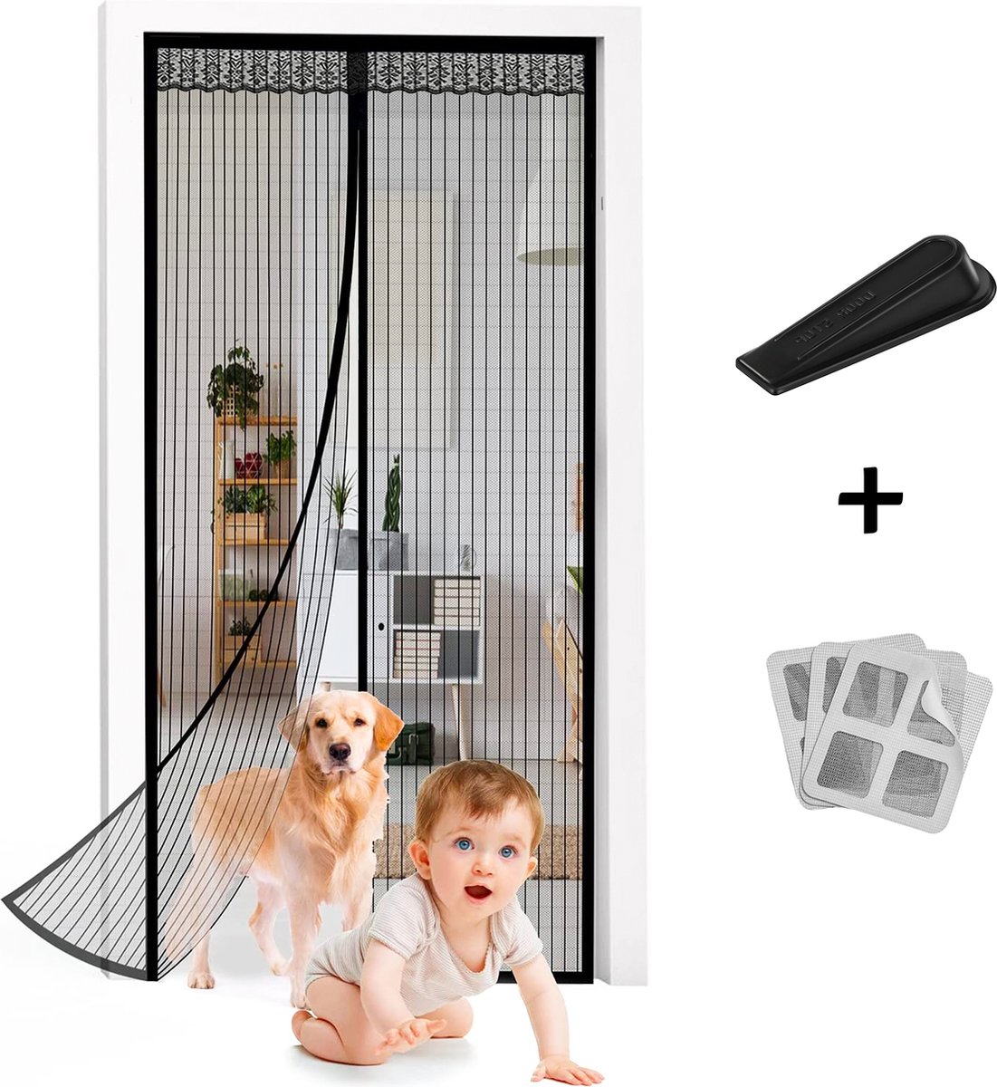 Luxergoods Magnetisch Vliegengordijn - 92x210 cm - High Quality - Inclusief Deurstop en Reparatiestickers - Horgordijnen - lamellenhor - Hordeur - LuxerGoods™