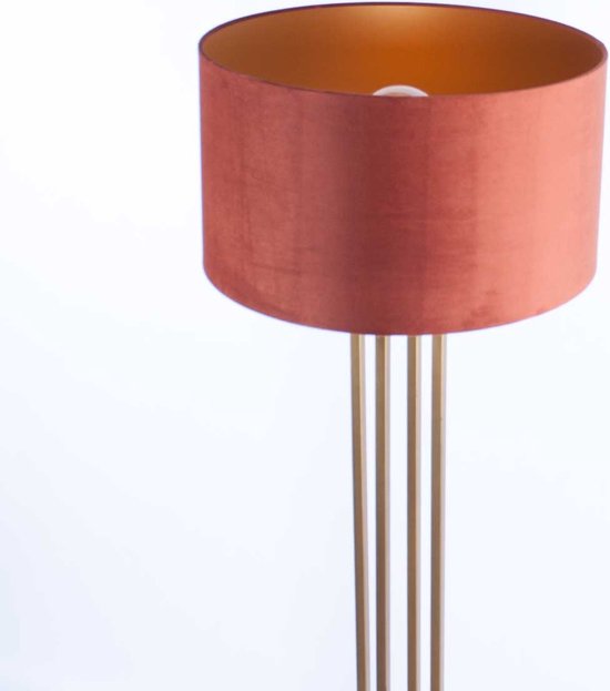 Lampadaire carré avec abat-jour en velours Roma | 1 lumière | marron / bronze / or | métal / tissu | Ø 45 cm | 165 cm de hauteur | lampadaire / lampadaire | design moderne / attrayant / classique
