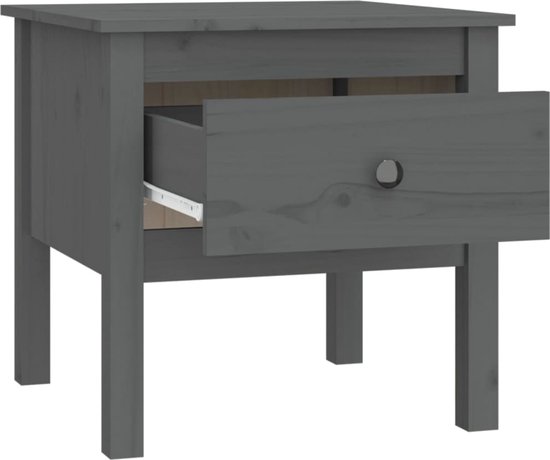 vidaXL - Bijzettafels - 2 - st - 50x50x49 - cm - massief - grenenhout - grijs