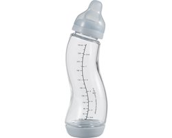 Difrax Natural Glazen S-Babyfles - 250 ml - Anti Koliek - Lichtblauw - 1 Stuk