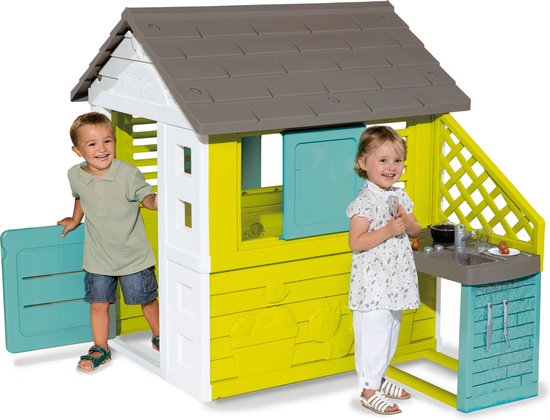 Smoby - Pretty House + zomerkeuken - 145 x 110 x 127 cm - Speelhuis - Vanaf 3 jaar.