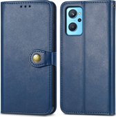 Mobigear Telefoonhoesje geschikt voor OPPO A96 Hoesje | Mobigear Snap Button Bookcase Portemonnee | Pasjeshouder voor 3 Pasjes | Telefoonhoesje voor Pinpas / OV Kaart / Rijbewijs - Blauw