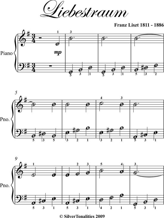 Liebestraum Easiest Piano Sheet Music - cover