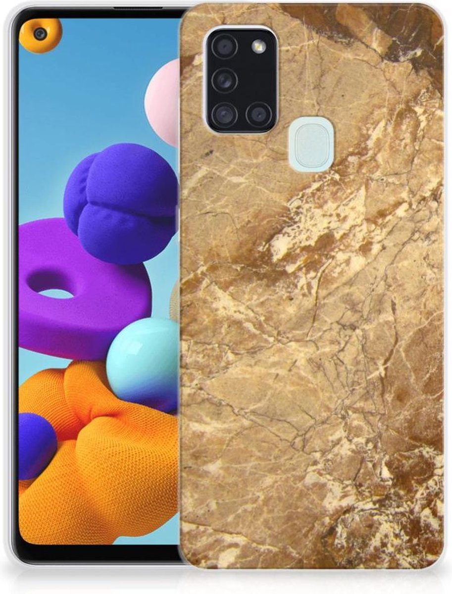 Samsung Galaxy A21s TPU Siliconen Hoesje Marmer Creme