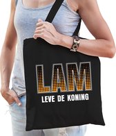 Lam leve de de Koning / Koningsdag tas zwart voor dames - Kingsday tas / tassen / shopper