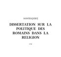 DISSERTATION SUR LA POLITIQUE DES ROMAINS DANS LA RELIGION