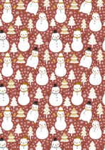 Kerst inpakpapier papier Sneeuwpop  Brique- Breedte 50 cm - 200m lang