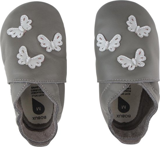 Bobux - Baby slofjes - Soft Soles - Grey Butterflies - L