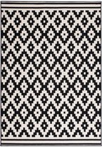 Wit Zwart Zwart-Wit vloerkleed - 160x230 cm  -  Symmetrisch patroon - Modern